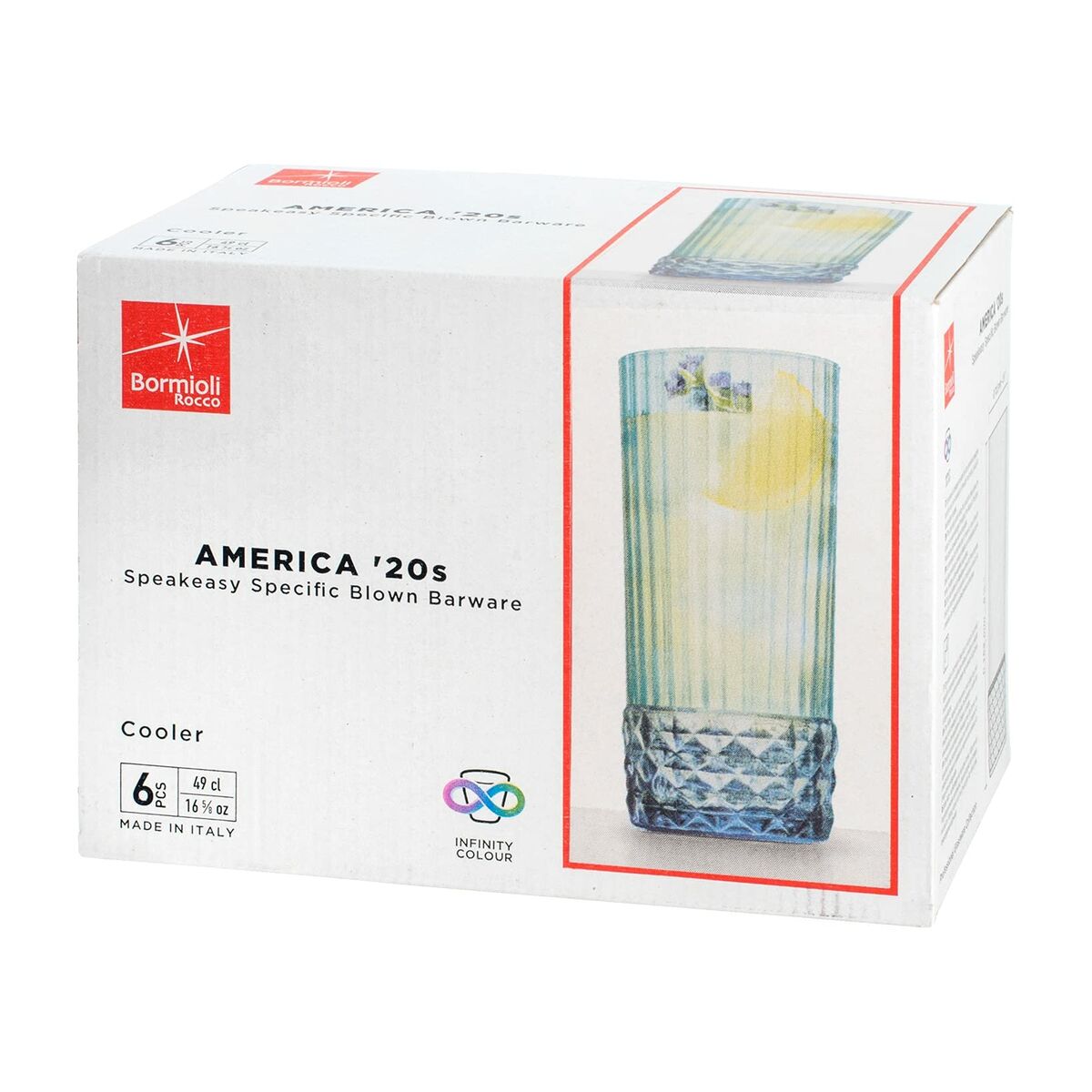 Conjunto de Copos America'20s Azul 6 Unidades Vidro (490 ml)