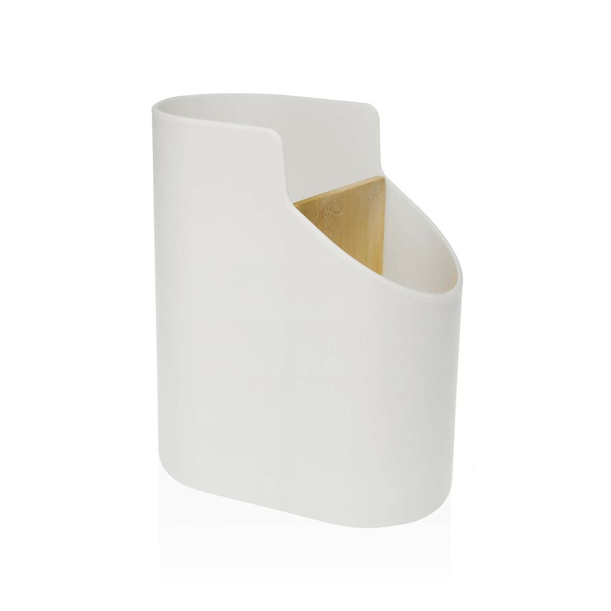 Recipiente para Utensílios de Cozinha Branco 8,5 x 17,6 x 15 cm ABS Bambu