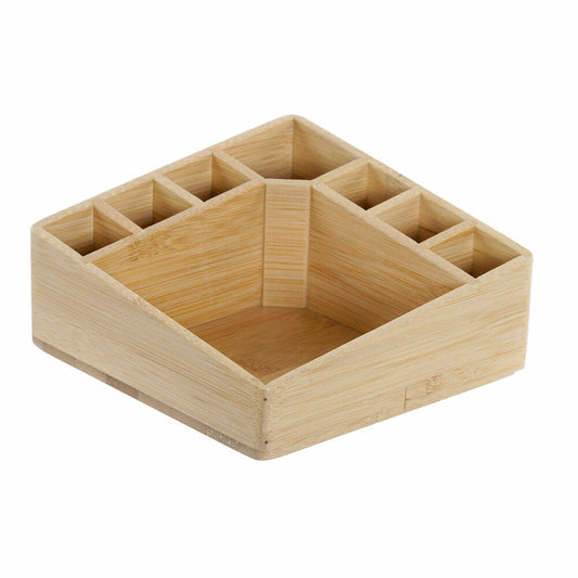 Organizador Natural de Madeira Bambu 14 x 14 x 7 cm