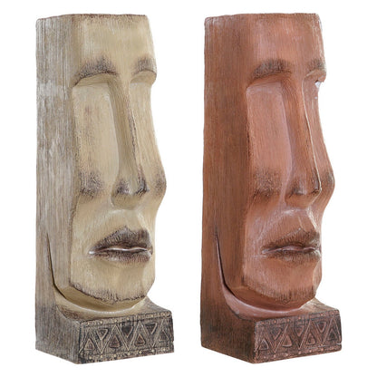 Floreira DKD Home Decor 16 x 17 x 49 cm Face Bege Terracota Resina (2 Unidades)