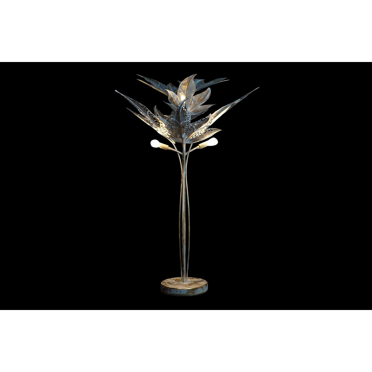 Candeeiro de chão Tropical Folha de planta Cinzento em Metal (51 x 51 x 87 cm)