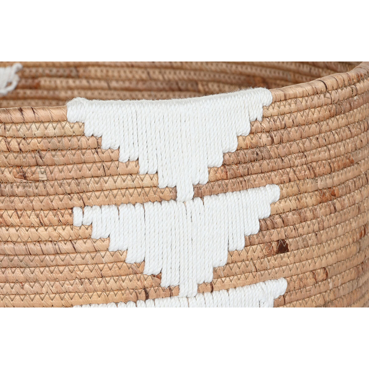 Conjunto de Cestos Branco Natural Corda Boho 55 x 55 x 40 cm