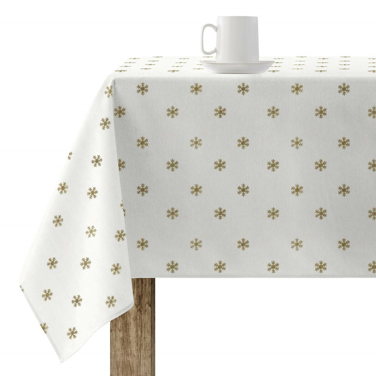 Toalha resinada antinódoas Muaré Snowflakes Gold 300 x 140 cm