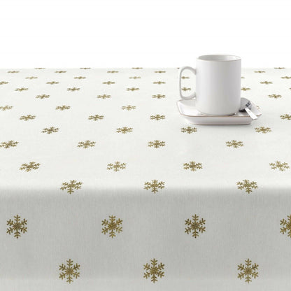 Toalha resinada antinódoas Muaré Snowflakes Gold 300 x 140 cm