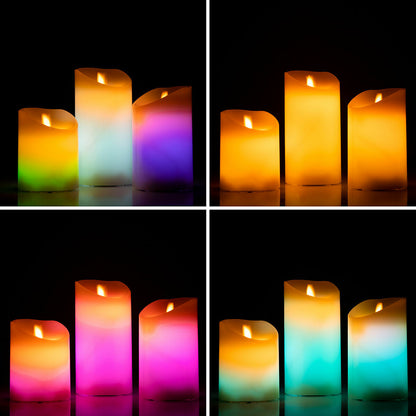 Velas LED Multicor Efeito Chama com Comando 3 Unidades