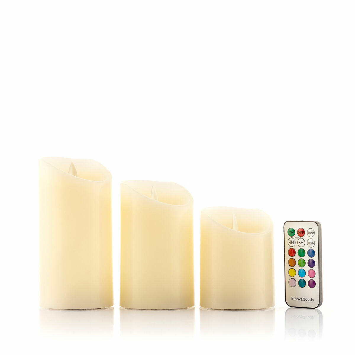 Velas LED Multicor Efeito Chama com Comando 3 Unidades