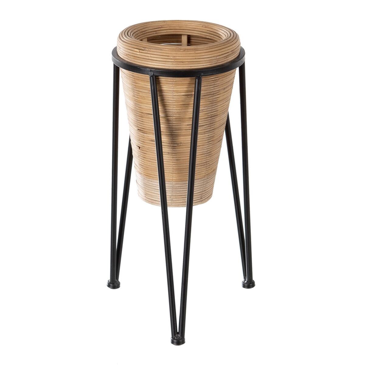 Conjunto de vasos 34 x 34 x 58 cm Natural Preto Metal Bambu (2 Unidades)