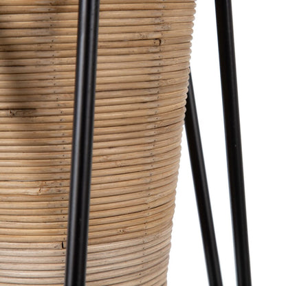 Conjunto de vasos 34 x 34 x 58 cm Natural Preto Metal Bambu (2 Unidades)