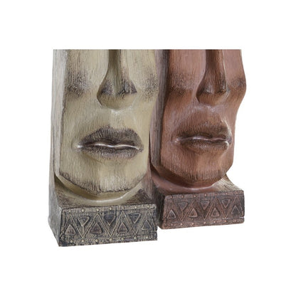 Floreira DKD Home Decor 16 x 17 x 49 cm Face Bege Terracota Resina (2 Unidades)