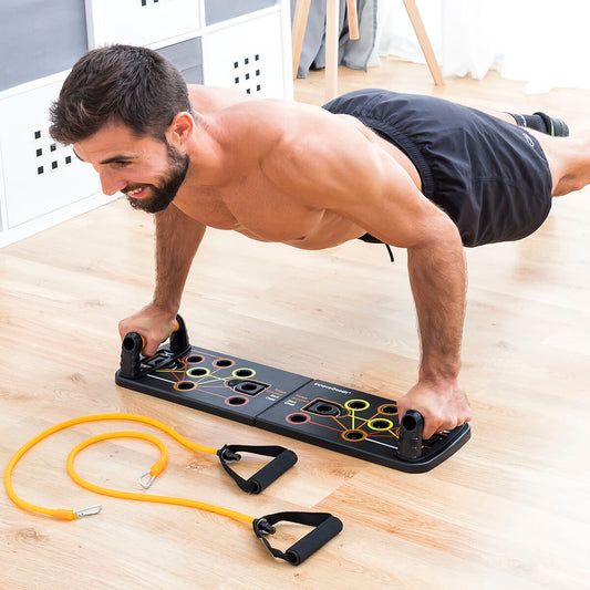 Prancha de flexões push-up com fitas de resistência de guia de exercícios Pulsher InnovaGoods