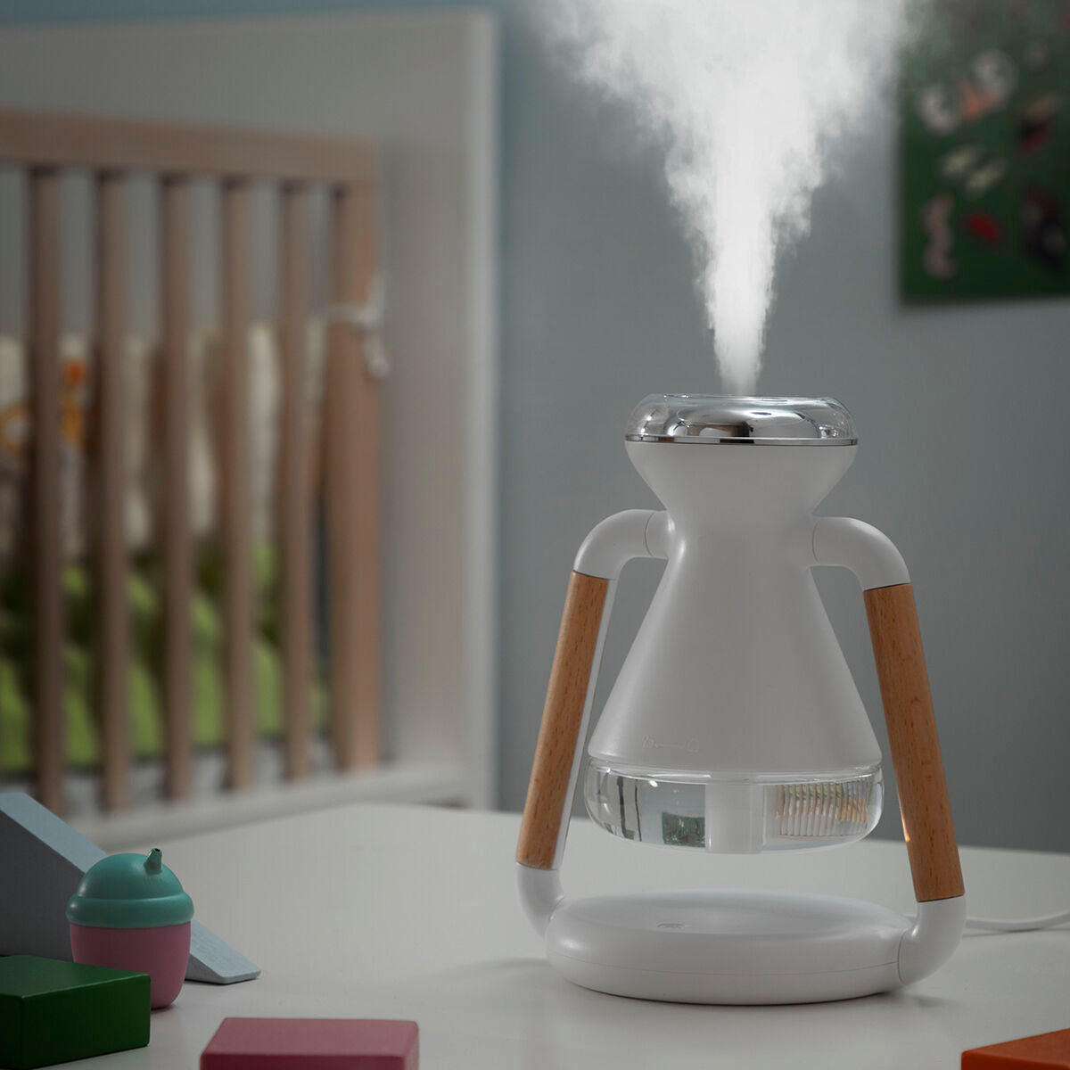 Humidificador Difusor de Aromas e Carregador Sem Fios 3 em 1