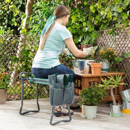 Banco de Jardinagem Dobrável com Bolsa para Ferramentas 3 em 1