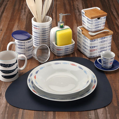 Conjunto de Louça Versa Peixes Multicolor Porcelana 18 Peças